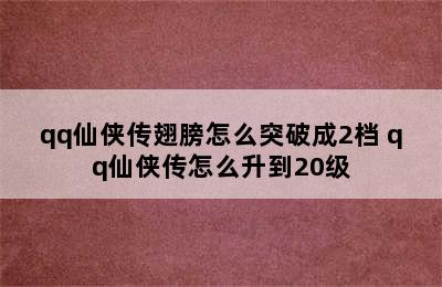 qq仙侠传翅膀怎么突破成2档 qq仙侠传怎么升到20级